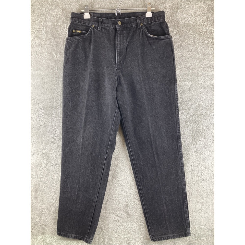 Vintage HIS Jeans Men's Size 38x32 (35x31) Black Denim Straight Leg Made in USA